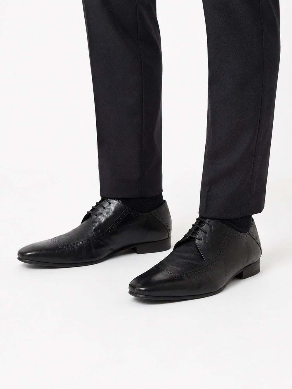 Ted Baker men black leather wingtip oxford dress shoes size 8